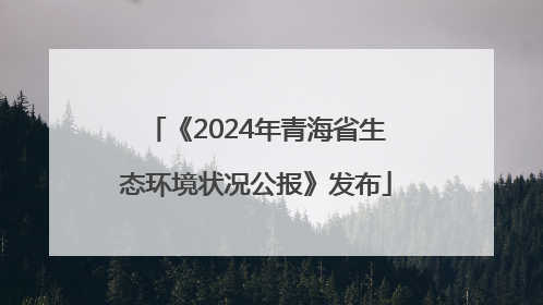 《2024年青海省生态环境状况公报》发布