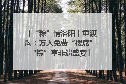 “粽”情洛阳丨重渡沟：万人免费“搂席” “粽”享非遗盛宴