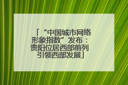 “中国城市网络形象指数”发布：贵阳位居西部前列 引领西部发展