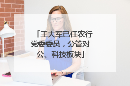 王大军已任农行党委委员，分管对公、科技板块