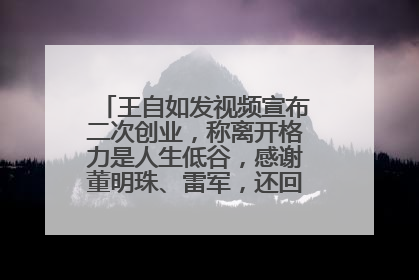 王自如发视频宣布二次创业，称离开格力是人生低谷，感谢董明珠、雷军，还回应了“工资条”：清楚自己要什么……