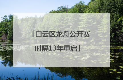 白云区龙舟公开赛时隔13年重启