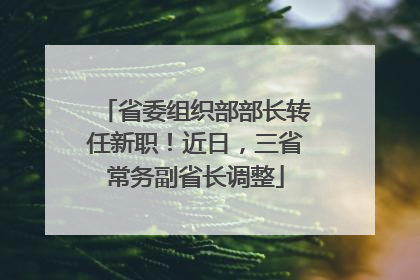 省委组织部部长转任新职！近日，三省常务副省长调整