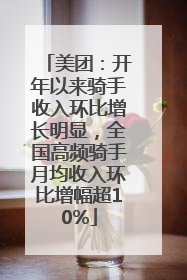 美团：开年以来骑手收入环比增长明显，全国高频骑手月均收入环比增幅超10%