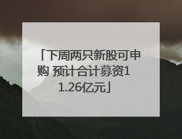 下周两只新股可申购 预计合计募资11.26亿元