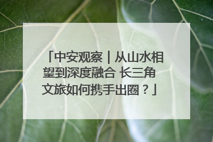中安观察｜从山水相望到深度融合 长三角文旅如何携手出圈？