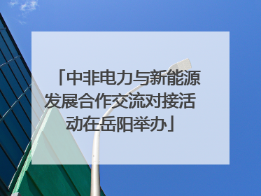 中非电力与新能源发展合作交流对接活动在岳阳举办