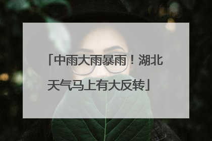 中雨大雨暴雨！湖北天气马上有大反转