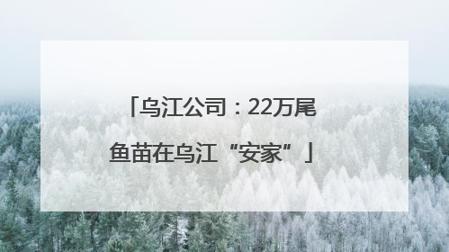 乌江公司：22万尾鱼苗在乌江“安家”