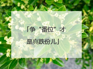 争“番位”才是真跌份儿