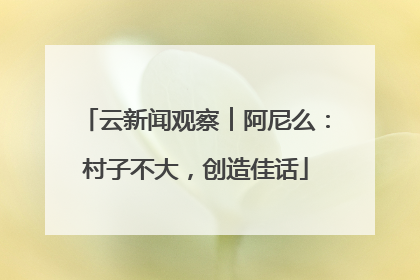 云新闻观察︱阿尼么：村子不大，创造佳话