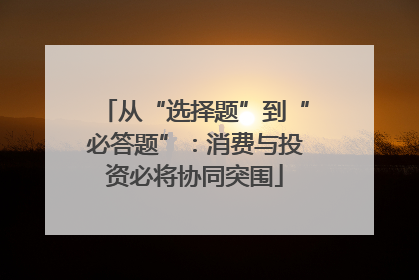 从“选择题”到“必答题”：消费与投资必将协同突围