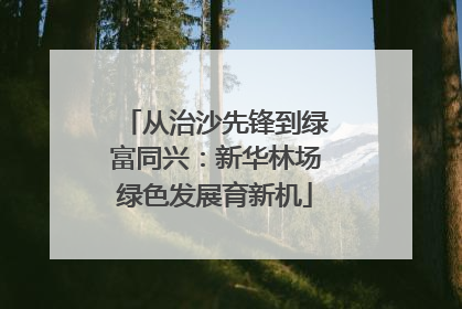 从治沙先锋到绿富同兴：新华林场绿色发展育新机