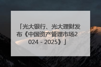 光大银行、光大理财发布《中国资产管理市场2024－2025》