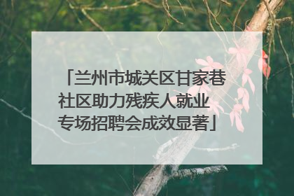 兰州市城关区甘家巷社区助力残疾人就业 专场招聘会成效显著
