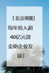 北京朝阳每年投入超40亿元资金助企业发展