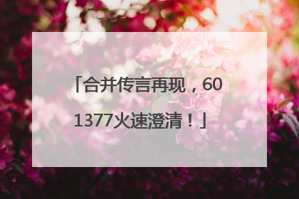 合并传言再现，601377火速澄清！