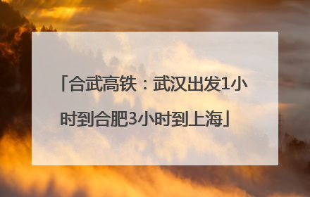 合武高铁：武汉出发1小时到合肥3小时到上海