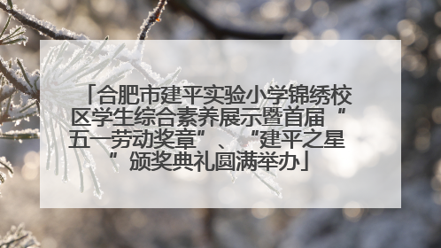 合肥市建平实验小学锦绣校区学生综合素养展示暨首届“五一劳动奖章”、“建平之星”颁奖典礼圆满举办