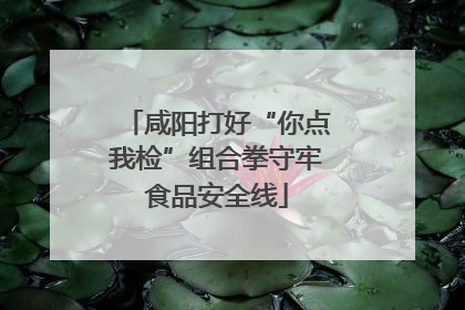 咸阳打好“你点我检”组合拳守牢食品安全线