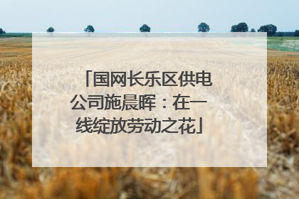 国网长乐区供电公司施晨晖：在一线绽放劳动之花