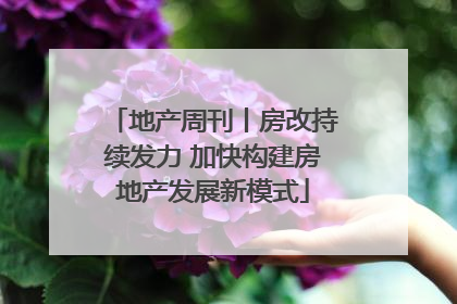 地产周刊丨房改持续发力 加快构建房地产发展新模式