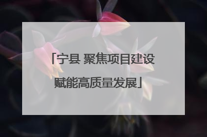 宁县 聚焦项目建设 赋能高质量发展