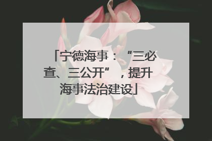 宁德海事：“三必查、三公开”，提升海事法治建设