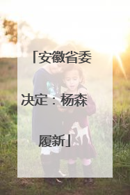 安徽省委决定：杨森履新