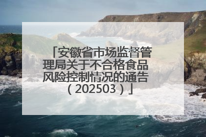 安徽省市场监督管理局关于不合格食品风险控制情况的通告（202503）