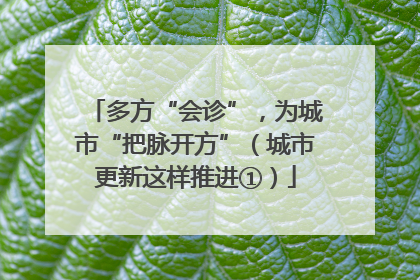 多方“会诊”，为城市“把脉开方”（城市更新这样推进①）