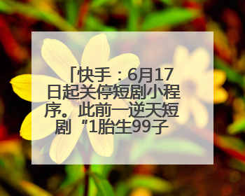快手：6月17日起关停短剧小程序。此前一逆天短剧“1胎生99子”被全网下架