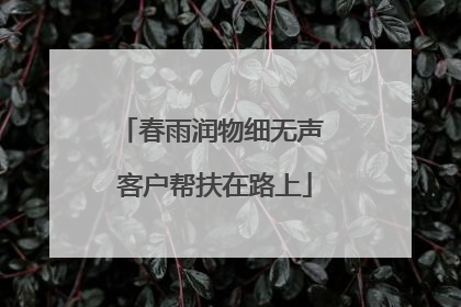 春雨润物细无声 客户帮扶在路上