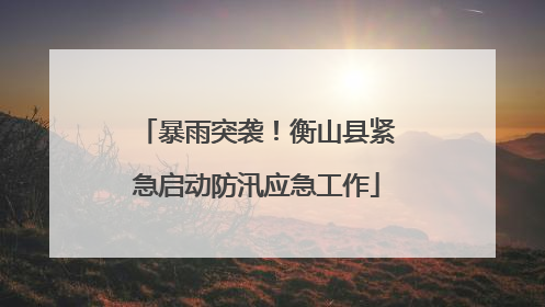 暴雨突袭！衡山县紧急启动防汛应急工作