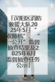 汉阳区消防救援大队2025年5月“双随机”、“一公开”监督抽查结果及2025年6月监督抽查任务公示