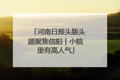 河南日报头版头题聚焦信阳｜小院里有高人气