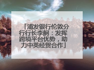 浦发银行伦敦分行行长李舸：发挥跨境平台优势，助力中英经贸合作