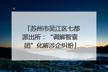 苏州市吴江区七都派出所：“调解智囊团”化解涉企纠纷