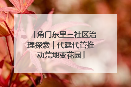 角门东里三社区治理探索｜代建代管推动荒地变花园