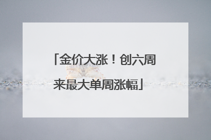 金价大涨！创六周来最大单周涨幅
