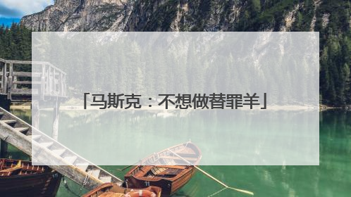 马斯克：不想做替罪羊