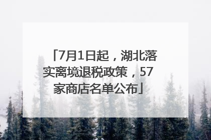 7月1日起，湖北落实离境退税政策，57家商店名单公布