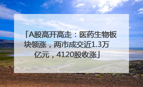 A股高开高走：医药生物板块领涨，两市成交近1.3万亿元，4120股收涨